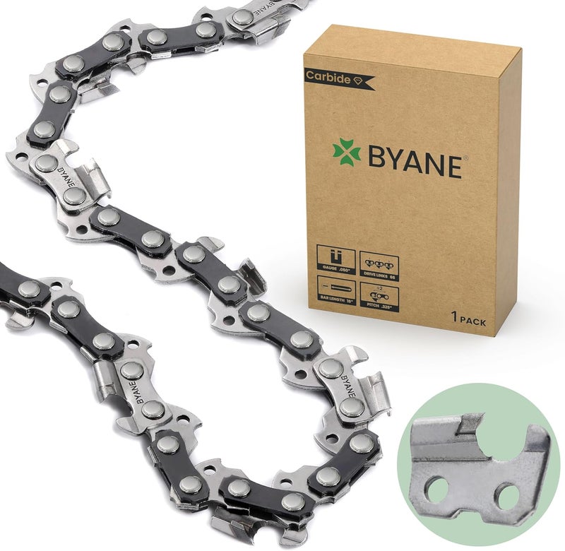 Byane Carbide 16 Inch Chainsaw Chain, 050" Gauge, 325" Pitch, 66 Drive Links, Gifts for Men, Fits Husqvarna 435 and More (1 Chain). - Image 1